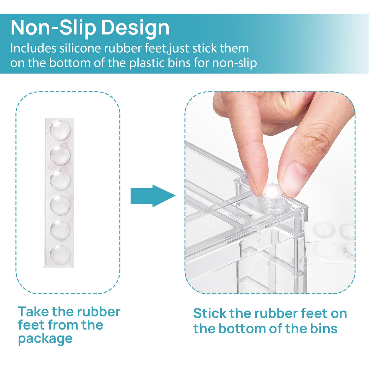 Vtopmart Clear Stackable Storage Drawers, 4 Pack Kitchen Cabinet Set
