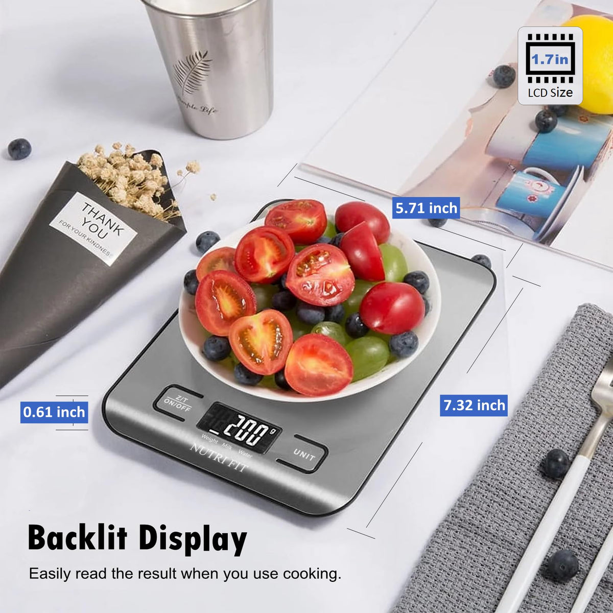 NUTRI FIT Food Scale Kitchen Scales Digital Weight Grams Oz for Weight Loss