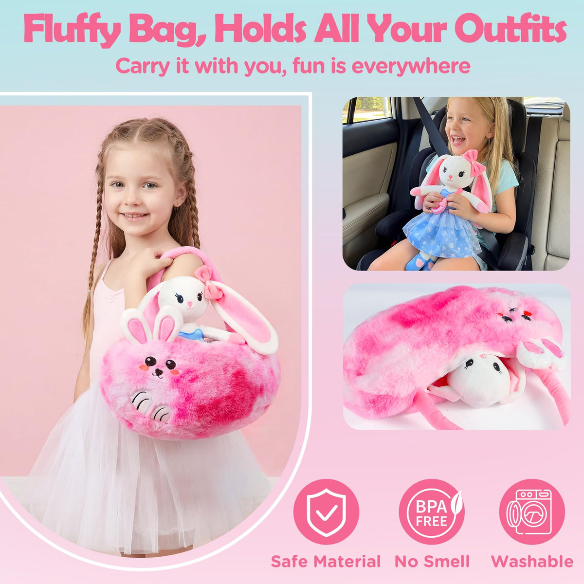 Ballerina Bunny Doll, Ballet Stuffed Animal Dress Up Toys for Girls 3-8