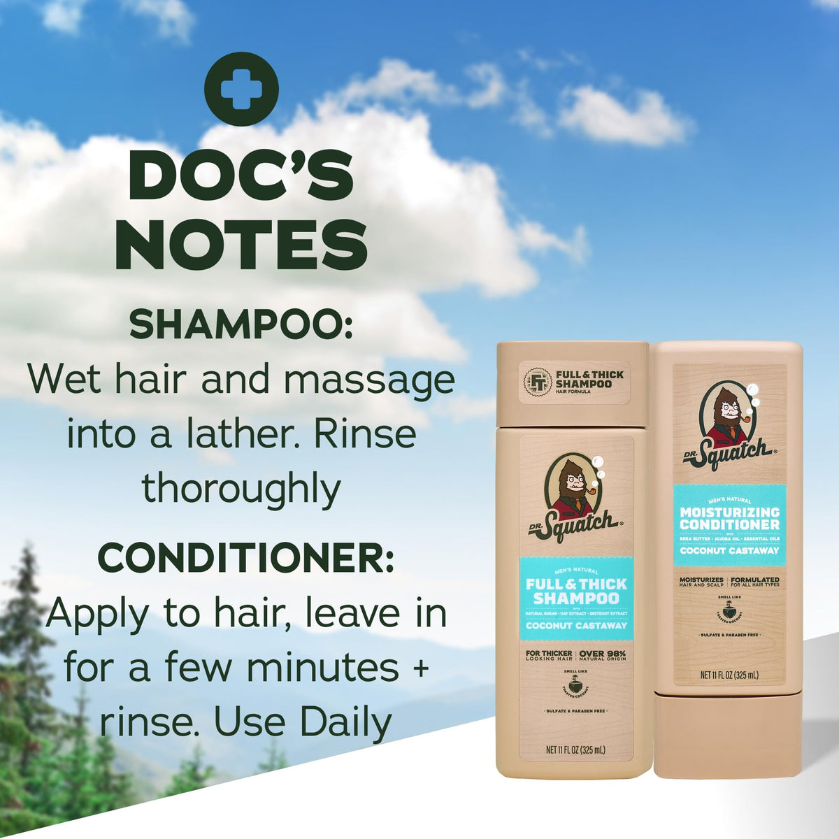 Dr. Squatch Men's Natural Shampoo and Conditioner Set (11 fl oz, 2-Pack)