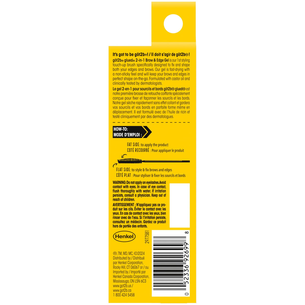 got2b Glued Brow Gel & Edge Control, Strong Hold, Clear, 0.54 Fl Oz
