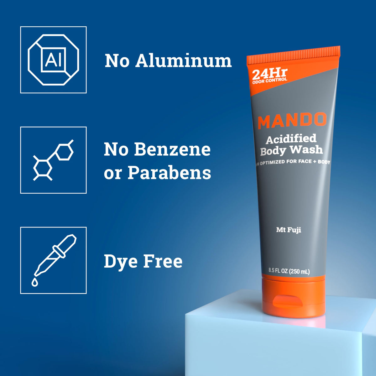 Mando Body Wash - SLS and Paraben Free, Skin Safe - 8.5 oz - Mt Fuji
