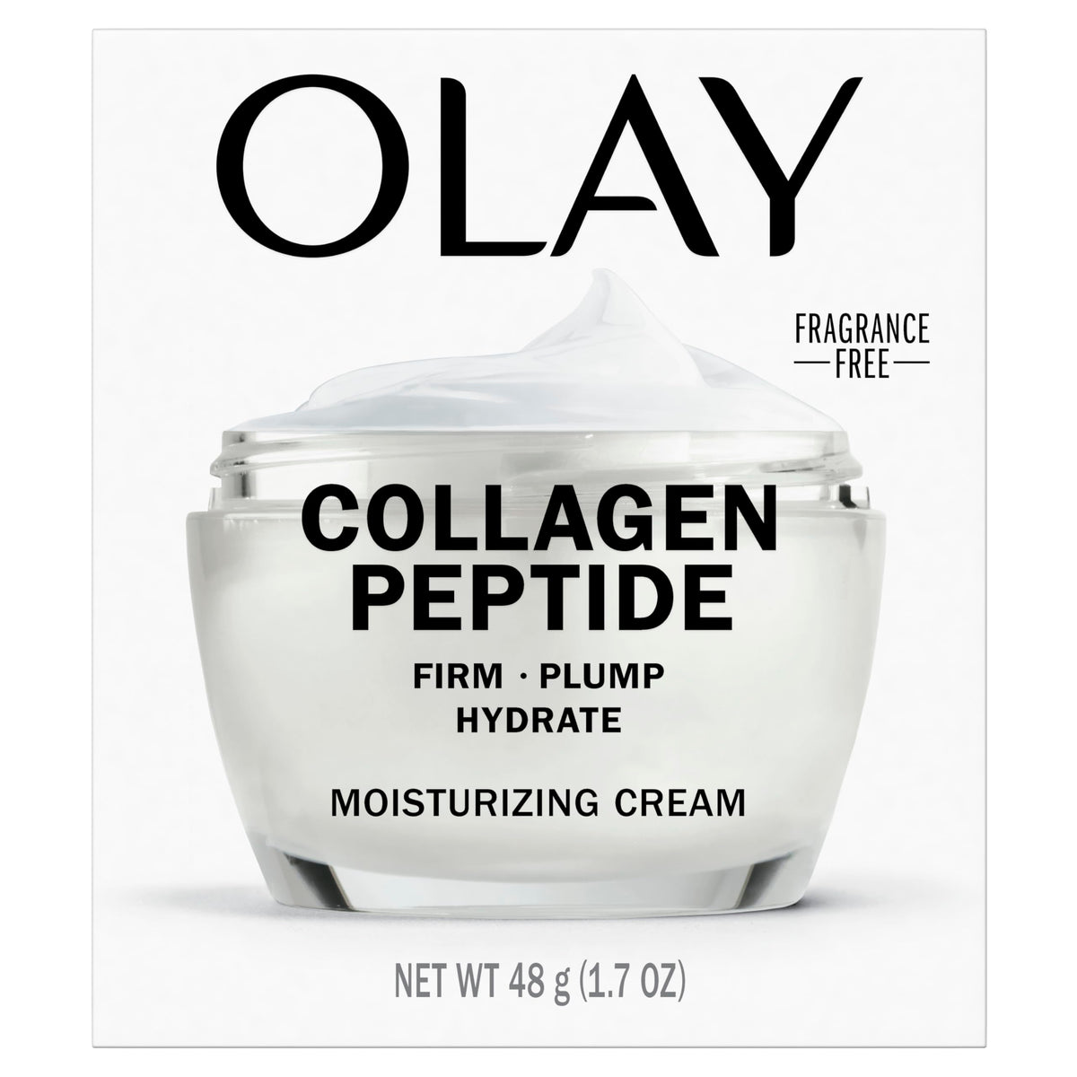 Olay Collagen Peptide Face Moisturizer, Firming Cream for Women, Fragrance-Free, Non-Greasy - Hydrating, Anti-Aging, Anti-Wrinkle, Smooth Fine Lines, Plumping Skin Care - Niacinamide, 1.7 Oz
