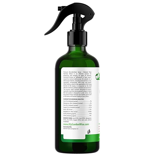 Premium Microfertilizer Foliar Spray - Chelated Plant Nutrition Blend with Chelated Iron for Vegetables. Perfect for Hydroponics, Pots, and Open Soil. Ready to Use (8 OZ)