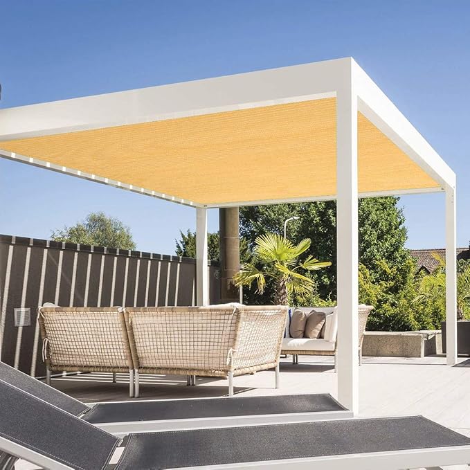 Eden's Decor Straight Flat-Edged Sun Shade Sail Rectangular 9' x 20' Wheat UV-Blocking Outdoor Canopy Fabric Cloth Awning for Pergola Patio Garden Backyard Custom Size