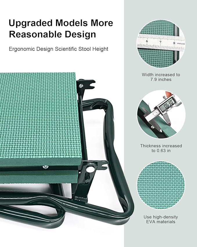 Garden Kneeler and Seat Heavy Duty, Upgraded Widened and Thickened Gardening Stools for Seniors, Foldable Gardening Bench Ergonomic Design, Effective Relief of Knee and Back Pain, Gift for Gardeners