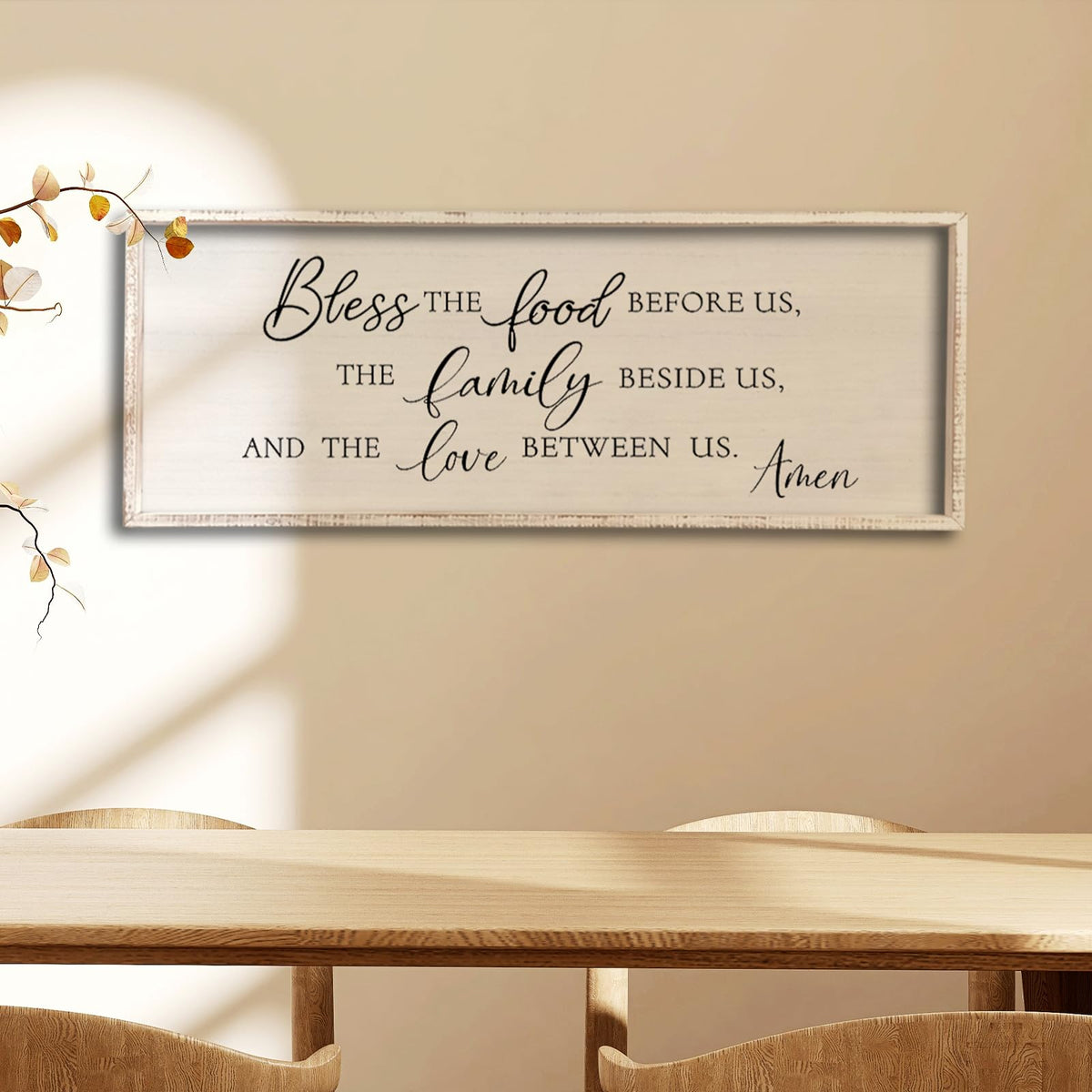 comurdyo Bless the Food Before Us Wall Decor Sign 32" X 12", White