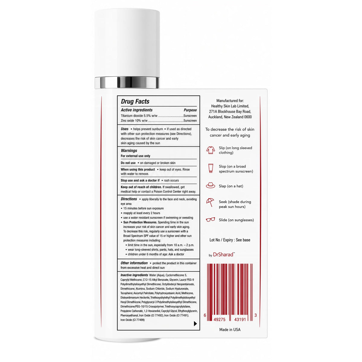 Healthy Skin Lab Protect Tinted Moisturizer SPF 50, Sheer Universal Tint, Lightweight Hydrating Mineral Sunscreen for Face, Hyaluronic Acid, Broad-Spectrum Daily SPF, Dermatologist-Tested, 1.8 oz