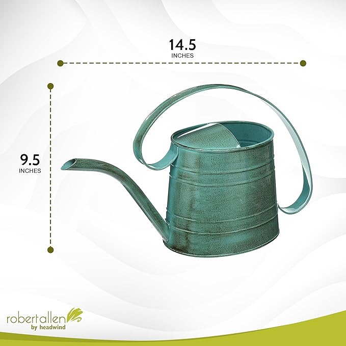 ROBERT ALLEN MPT01505 Danbury Metal Watering Can, Surf Light Blue