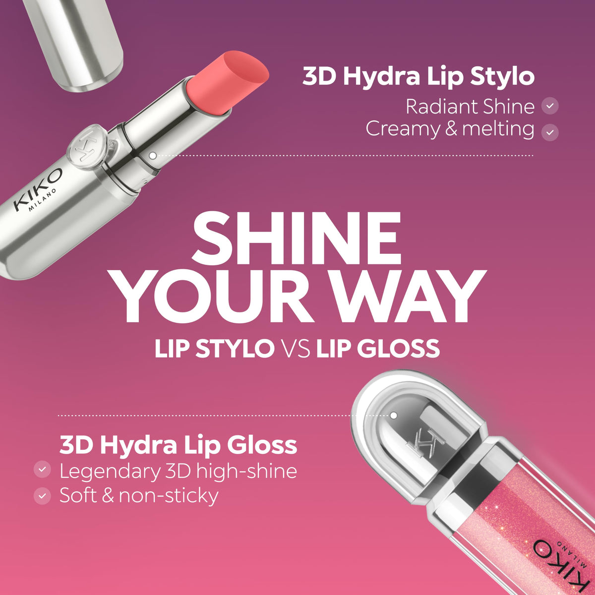 Kiko Milano 3D Hydra Lip Gloss, Hydrating Lip Gloss, 05 Pearly Pink