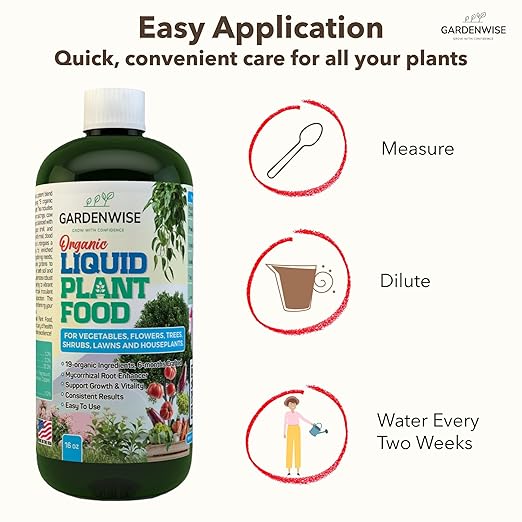 Organic Liquid Plant Food for Indoor Houseplants – All Purpose Fertilizer for Potted Plants, Vegetables, Succulents, Orchids, Roses – Miracle Growth with Mycorrhizae (16 oz)