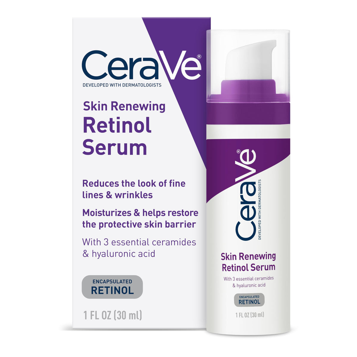 CeraVe Retinol Serum for Face with Niacinamide & Hyaluronic Acid, 1 oz