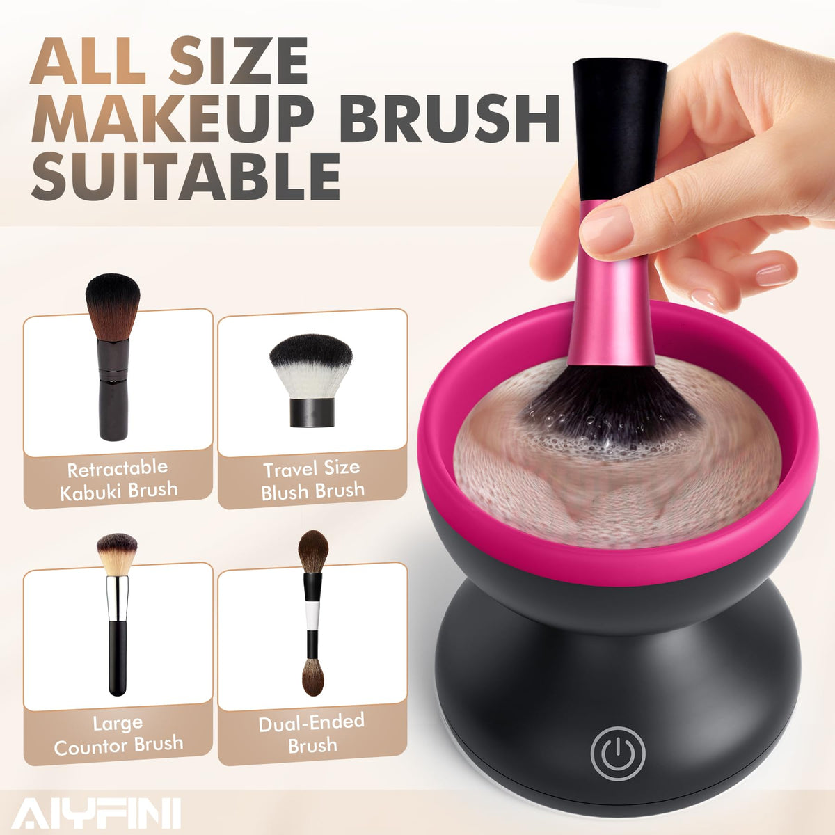 Makeup Brush Cleaner Machine, Powerful Friction Make Up Residue Remover