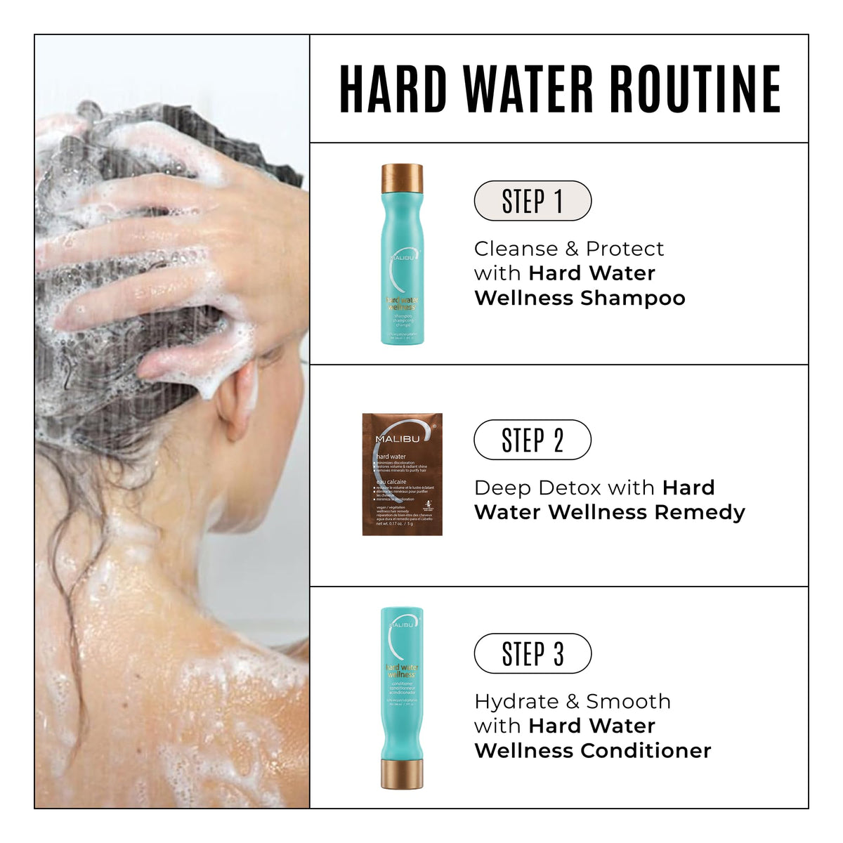 Malibu C Hard Water Wellness Shampoo - Hydrating, Sulfate-Free Hair Care for Hard Water - Removes Minerals and Buildup (9 oz)