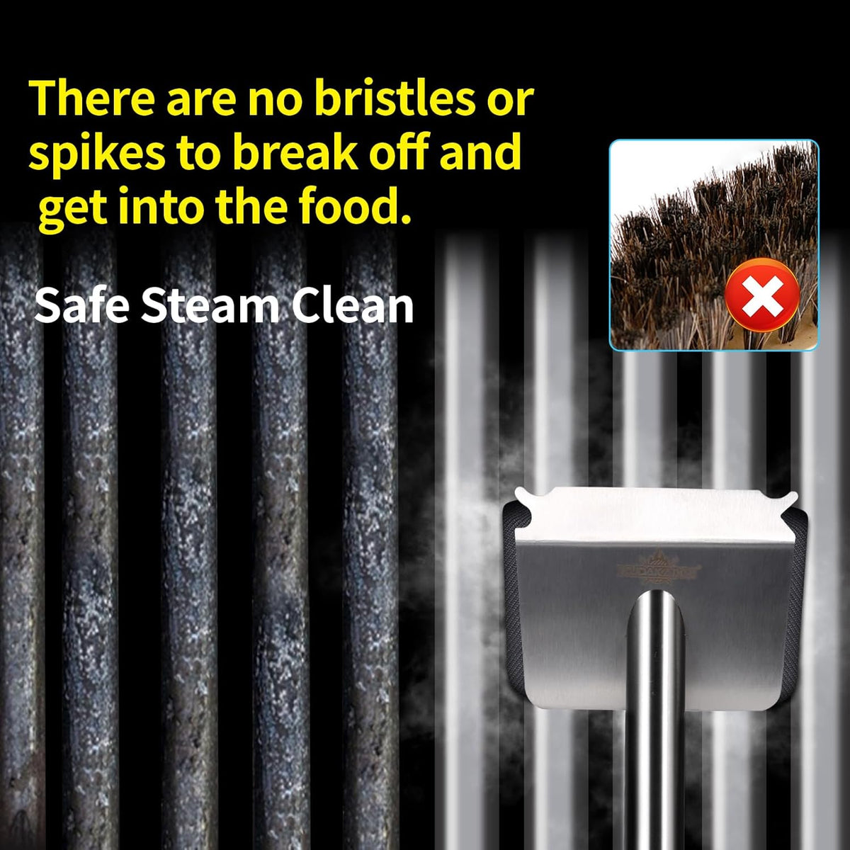 Grill Brush Bristle Free,(Only Replaceable Cleaning Head No Grill Brush)-Black