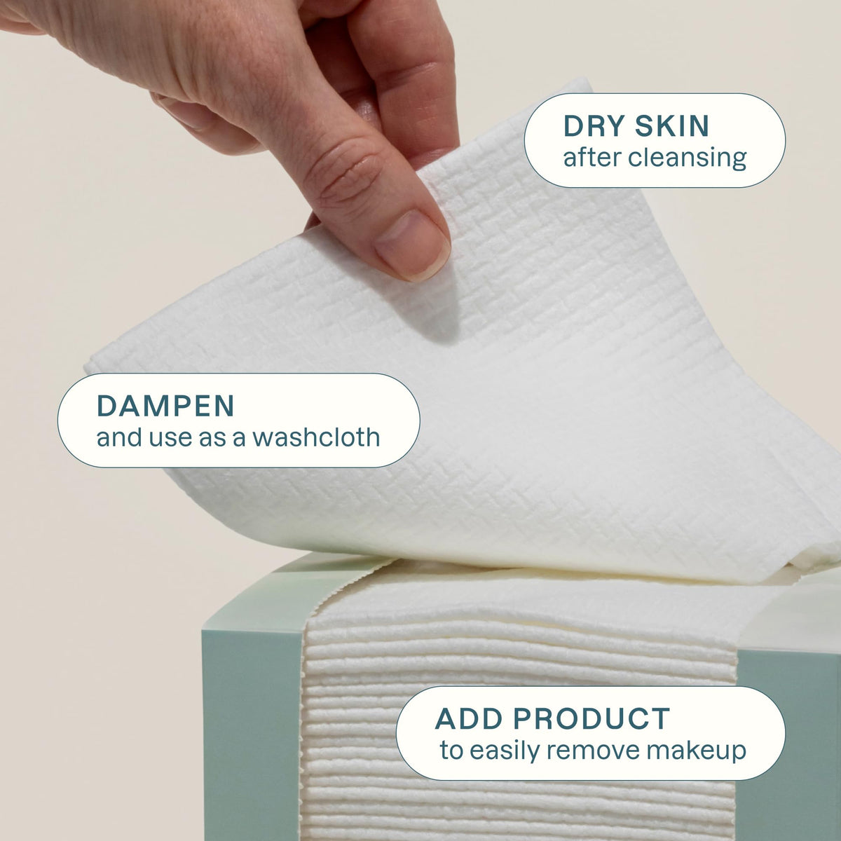 Cliganic Face Towels XL, Disposable Makeup Remover, Soft Dry Wipes, 100 ct