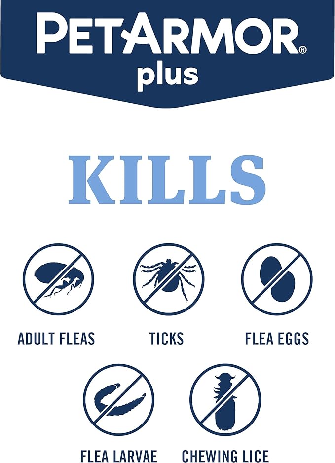 PetArmor Plus Flea and Tick Prevention for Dogs, Dog Flea and Tick Treatment, 12 Doses, Waterproof Topical, Fast Acting, Small Dogs (5-22 lbs)