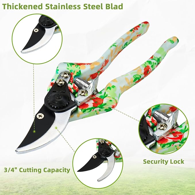 Garden Tools Set WANCHI 10 Piece Heavy Duty Floral Garden Tool Set Gardening Gifts for Women Men Birthday Rust-Proof Aluminum Garden Hand Tools Gardening Kit with Tote Bag Apron Glove