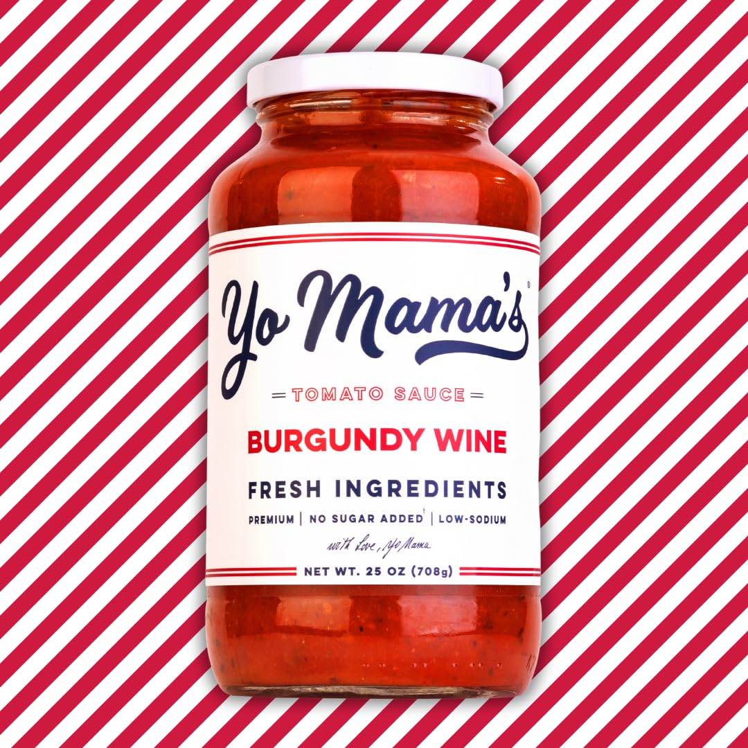 Yo Mama's Foods Keto Burgundy Wine Pasta Sauce - Pack of (2) - No Sugar Added, Low Carb, Low Sodium, Gluten Free, Paleo Friendly, and Made with Whole
