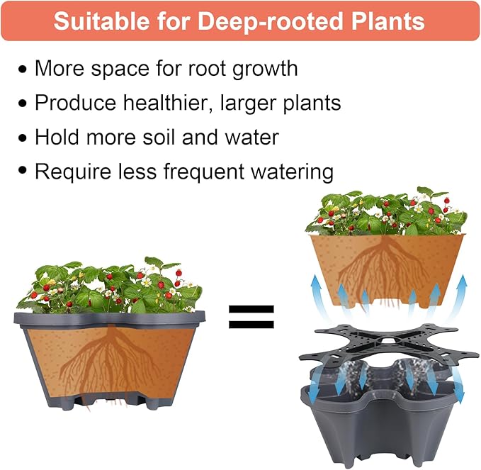 Vertical Planter 5 Tier Stackable Planters Garden Planters Strawberry Herb Flower and Vegetable Planter Indoor Outdoor Gardening Pots with Removable Wheels and Tools