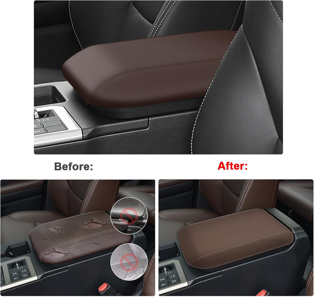 SXCY for 2024 2025 Land Cruiser Armrest Cover for Toyota Land Cruiser 2025 Accessories 2024 2025 Land Cruiser Center Console Cover 2025 Land Cruiser Middle Console Cover (Tan Leatherette ABS)