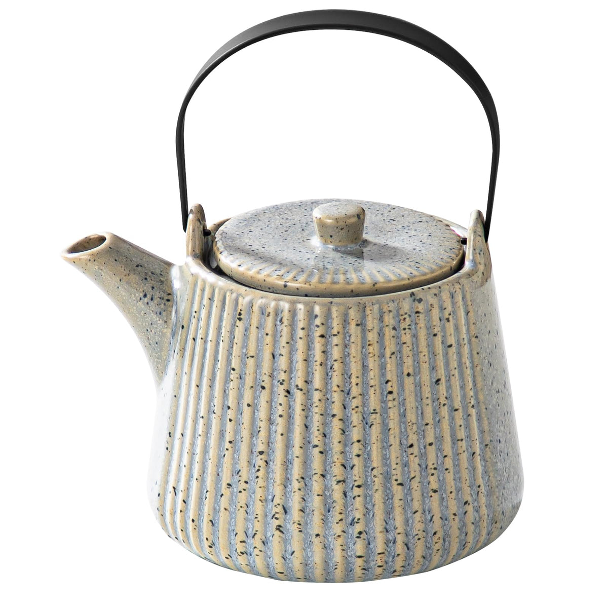 Yundu Ceramic Teapots for Tea, 1000ml/33.8oz Tea Pot with Infusers for Loose Tea, Striped Tea Pot with Removable Tea Infuser - Reactive Grey