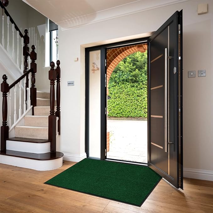 Profile Rubber Door Mat, 60x35inch, Heavy Duty, Entrance Doormat, Indoor and Outdoor, Waterproof, Easy Clean Shoe Scraper, Home Rug Welcome Mats for Entryway, Patio, Porch, Green