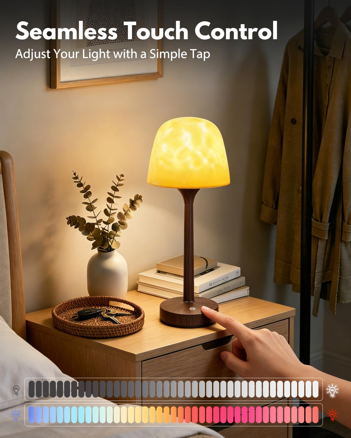 Shower Lamp - Waterproof Bathroom Lamp Ocean Wave Projector, Walnut Grain