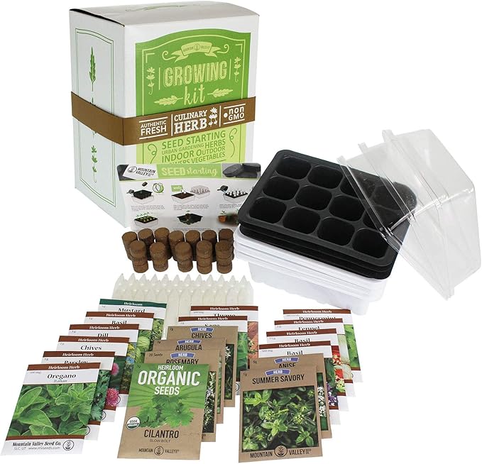 Culinary Indoor Herb Garden Starter Kit | Premium Herb Seeds | 18 Non-GMO Varieties | Grow Cooking Herbs & Spices | Seeds: Mint, Basil, Fennel, Anise, Rosemary, Dill, Mustard, More