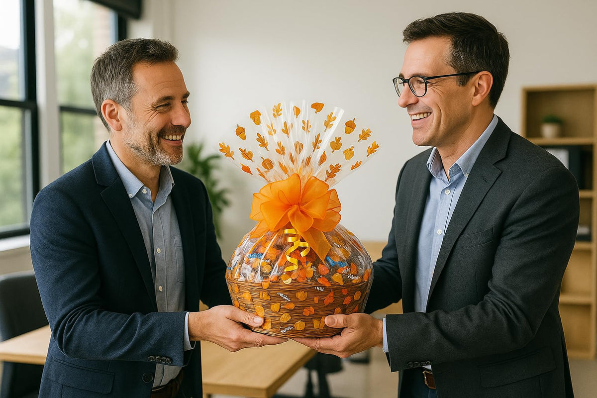 Thanksgiving Gift Basket Hand Crafted with Chocolates, Cookies, Snacks & Candy. Perfect for Hostess, Family, Employee or Client Gift (Upgrade)