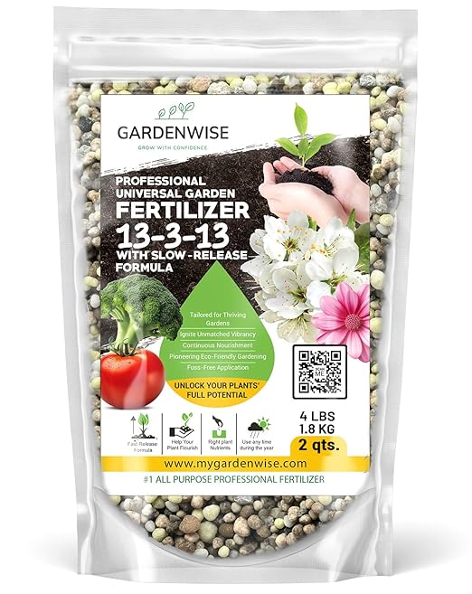 Professional Universal Garden Fertilizer 13-3-13 with Slow-Release Formula (2 QUARTS)