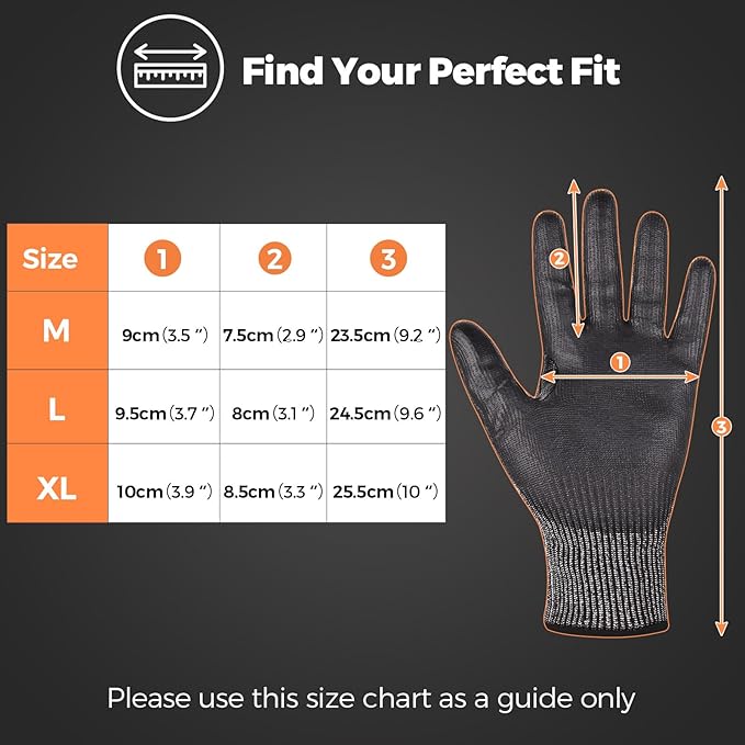 Donfri A9 Cut Resistant Work Gloves for Men - Steel + HPPE Hybrid Safety Gloves for Men, ANSI Cut Level 9 Protection Flexible for Metal Glass Wood Construction Fishing