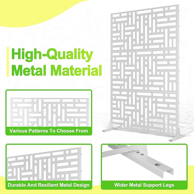 Outdoor Privacy Screen,72" H×47" W Metal Privacy Screen, Freestanding Privacy Fence Panels for Patio