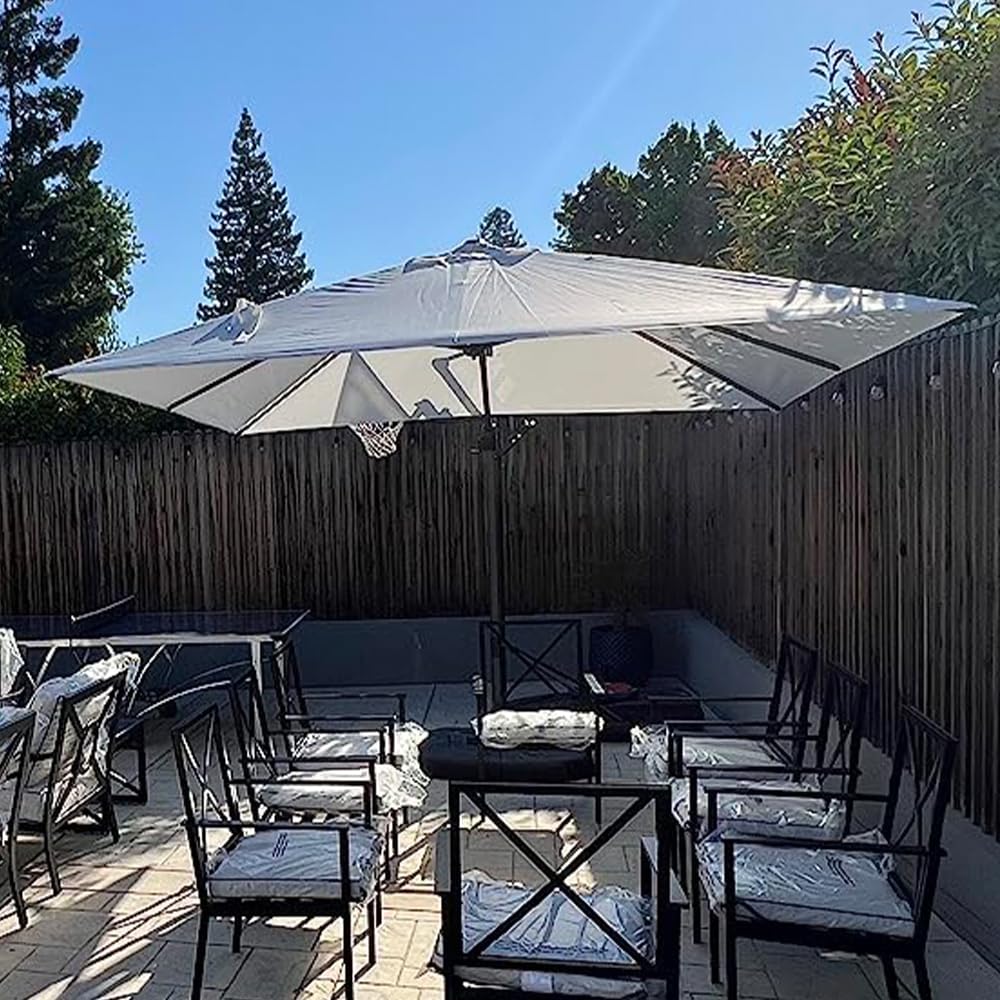 PURPLE LEAF 9 Feet Patio Umbrella Outdoor Cantilever Square Umbrella Aluminum Offset Umbrella with 360-degree Rotation for Garden Deck Pool Patio, White