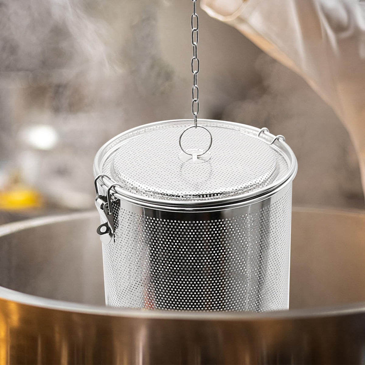 CADUFUELLY 7inch Stainless Steel Seasoning Strainer Tea Ball Filter Soup Seasonings Seperation Basket Mesh Stewpot Basket Tea Infuser Tea Sieve for Home, Restaurant, Kitchen, Dining