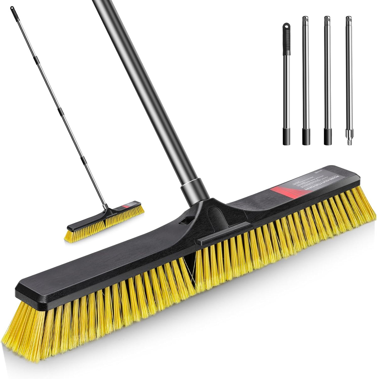 24" Push Broom Outdoor Heavy Duty,Masthome Industrial Brooms with 55" Long Handle and Stiff Bristles,Outdoor Broom Heavy Duty,Commercial for Garage Yard Patio Warehouse Concrete Floor Cleaning