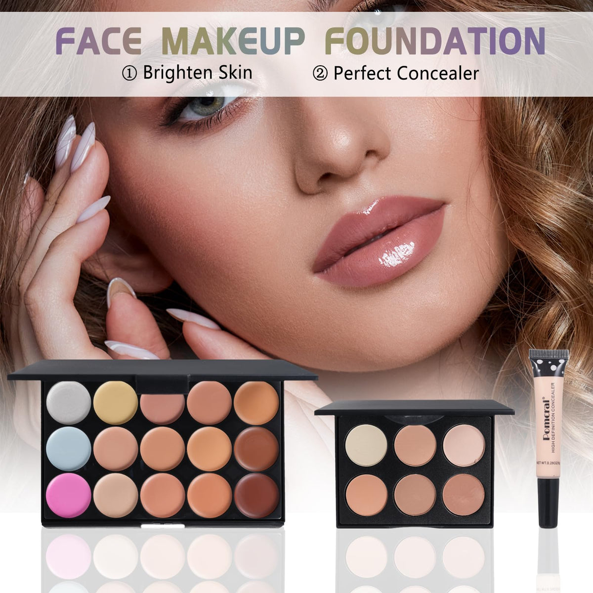 Pomcral All In On Makeup Kit Makeup Set For Teens, Women, Girl and Beginners Includes Eyeshadow Concealer Palette Lip Gloss Set Lipstick Eye Pencil Makeup Brushes