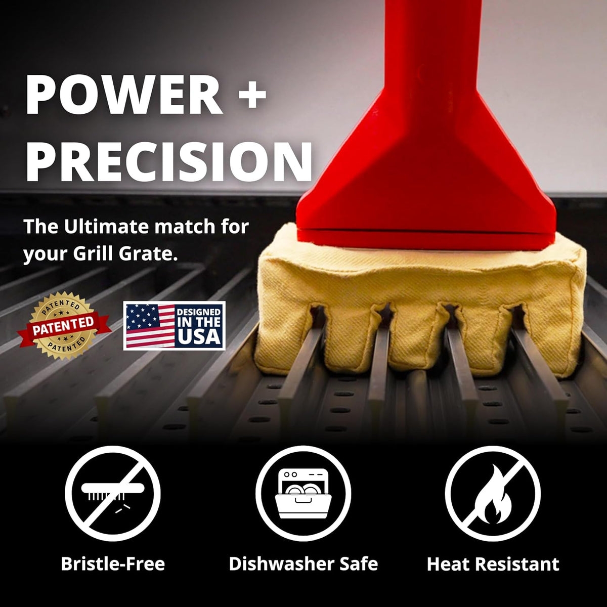 Grill Rescue BBQ Replaceable Scraper Cleaning Head, Bristle Free - Durable and Unique Scraper Tools for Cast Iron or Stainless-Steel Grates, Barbecue Cleaner (Grill Grate Brush with Scraper)