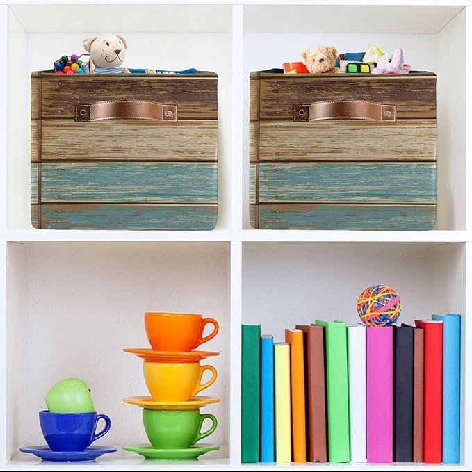 Wood Print Rectangular Storage Basket Retro Vintage Organizer Bin Shelf Baskets For Clothes Gifts For Home Office Dorm