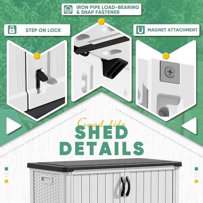 Devoko 50 Cu Ft Outdoor Storage Cabinet - Waterproof Vertical Shed for Patio, Garden & Deck, Heavy-Duty Tool Storage Box for Cushions, Accessories & Equipment, Durable & Weather-Resistant (White)