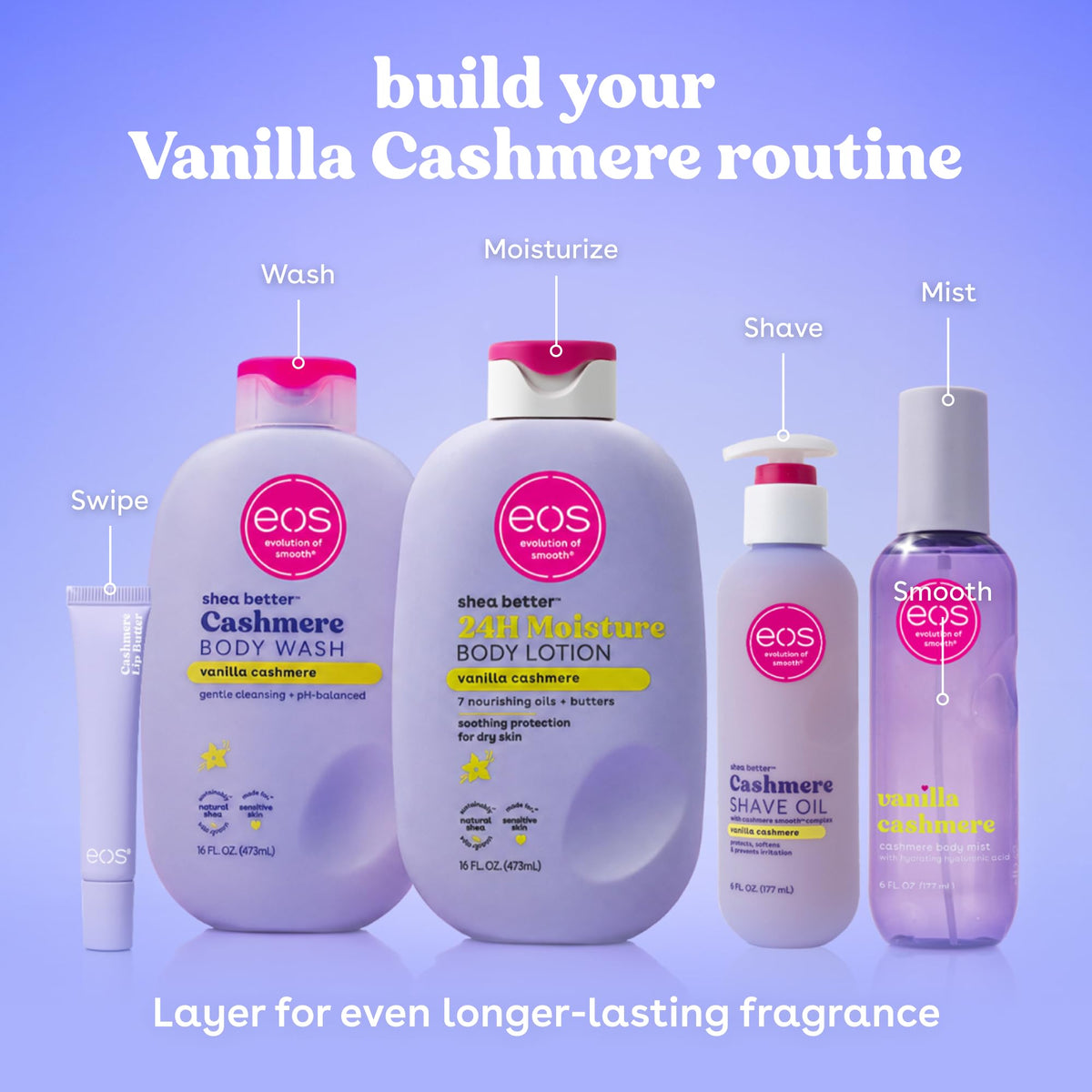 eos Vanilla Cashmere Plumping Peptides & Shea Butter Lip Butter, 0.35 fl oz