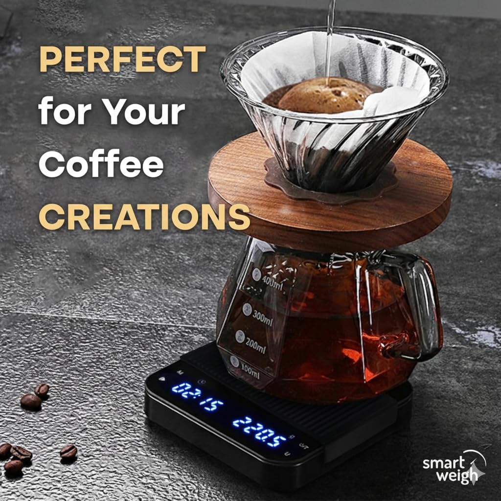 Smart Weigh Coffee & Espresso Scale with Timer, 3kg x 0.1g, Rechargeable