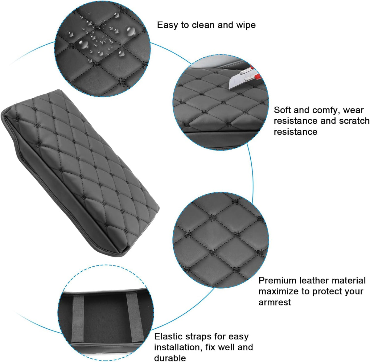 SXCY for 2023 2024 2025 Toyota Crown Signia Armrest Cover Pad for Toyota Crown Signia Accessories 2025 Crown Signia Center Console Cover Cushion 2025 Crown Middle Console Cover (w/Argyle&Black Dots)