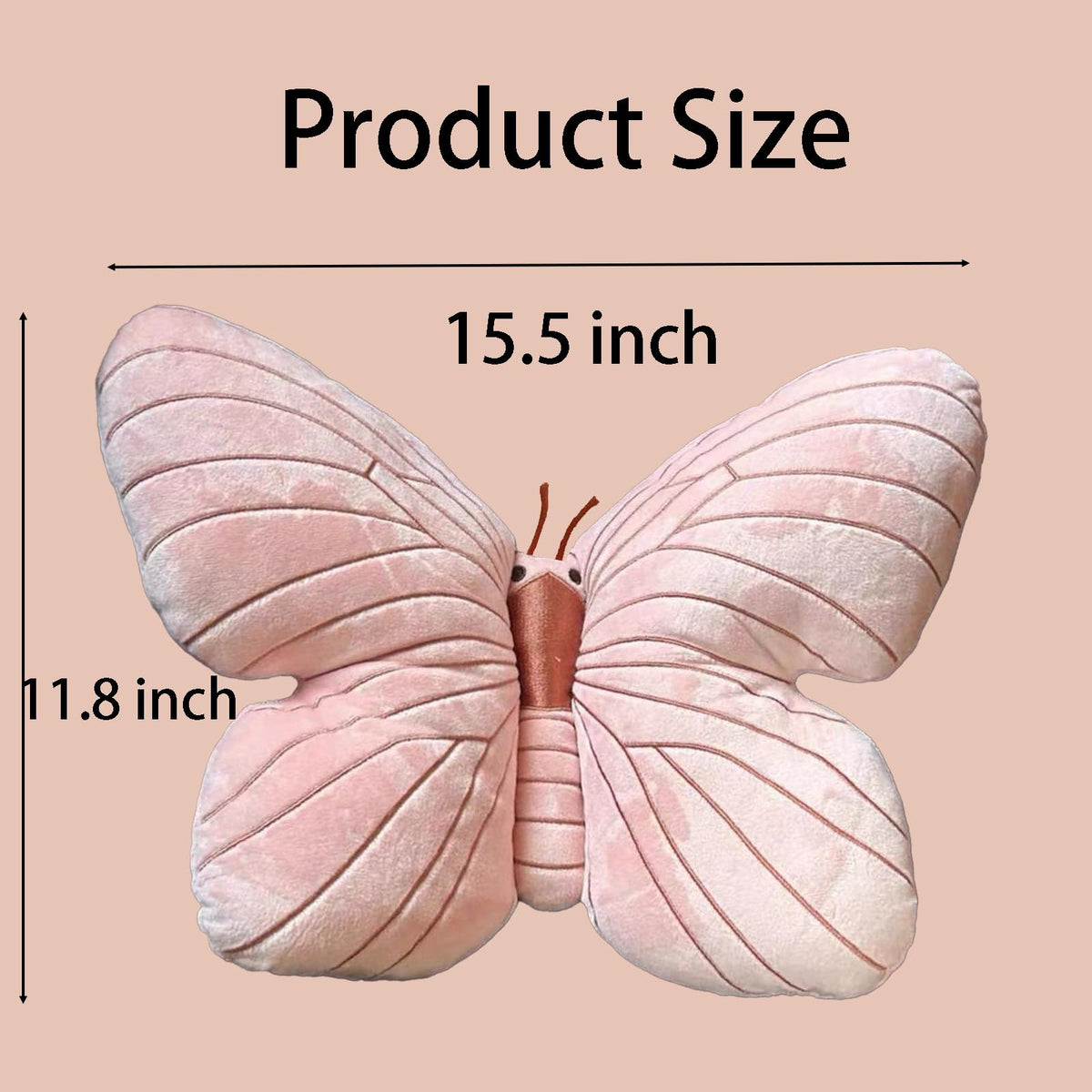 Karoeiwa Butterfly Pillow Cute Butterfly Decorative Throw Pillows 15.5 x 11.8 inch for Women Room Home Garden Sofa Couch Pink