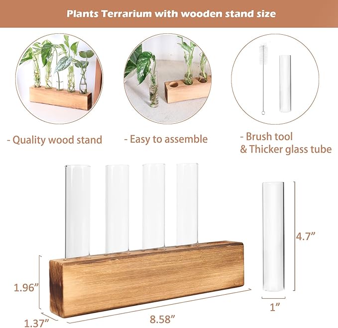 KAXYEW Plant Propagation Station, Plants Propagation Tubes, Gifts for Plant Lovers, Plants Cutting Holder Test Tube Vase Office Desk Garden Décor Gift for Her Mom Women Hydroponic Vase Gift Box