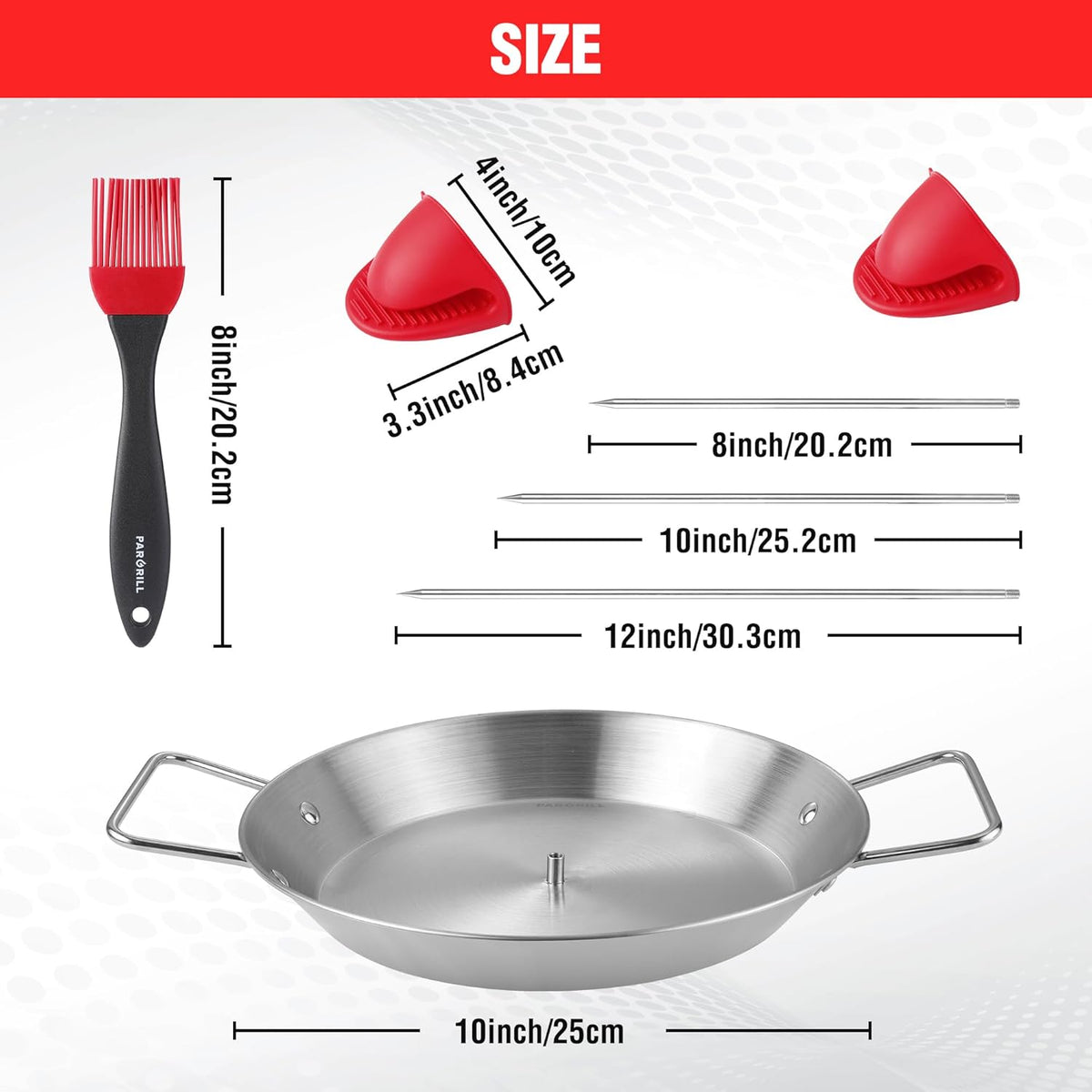 Al Pastor Skewer for Grill Stainless Steel Shawarma Skewer Stand with 3 Spikes (8"/10"/12"),Brush & Anti-scalding Fittings for BBQ Grill Oven