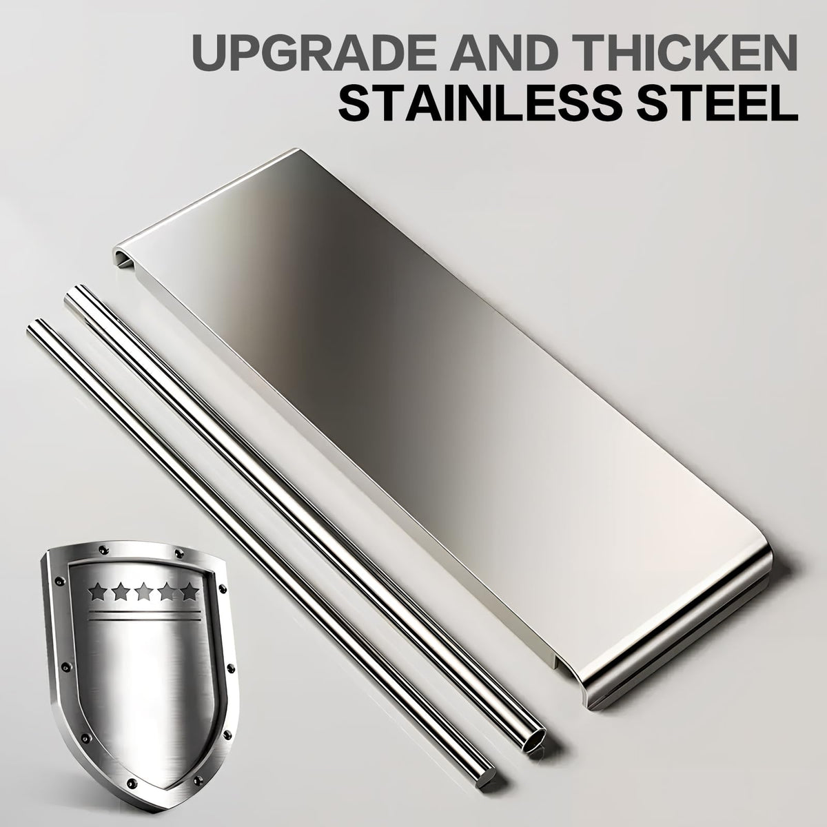 ADVEZO Large Under Sink Organizer 2 Tier Expandable Heavy Stainless Steel Shelf Adjustable Height for Under Kitchen Bathroom Sink Organizers and Storage (Large Size: 4 Panels 4 Storage Baskets)