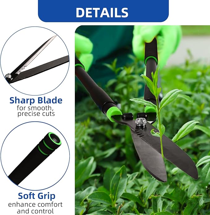 Hedge Shears Heavy Duty Hedge Clippers with Shock Absorbing Bumpers Ideal Hedge Clippers for Gardening Pruning Shaping Shrubs and Decorative Plants Garden Hedge Shears for Effortless Trimming