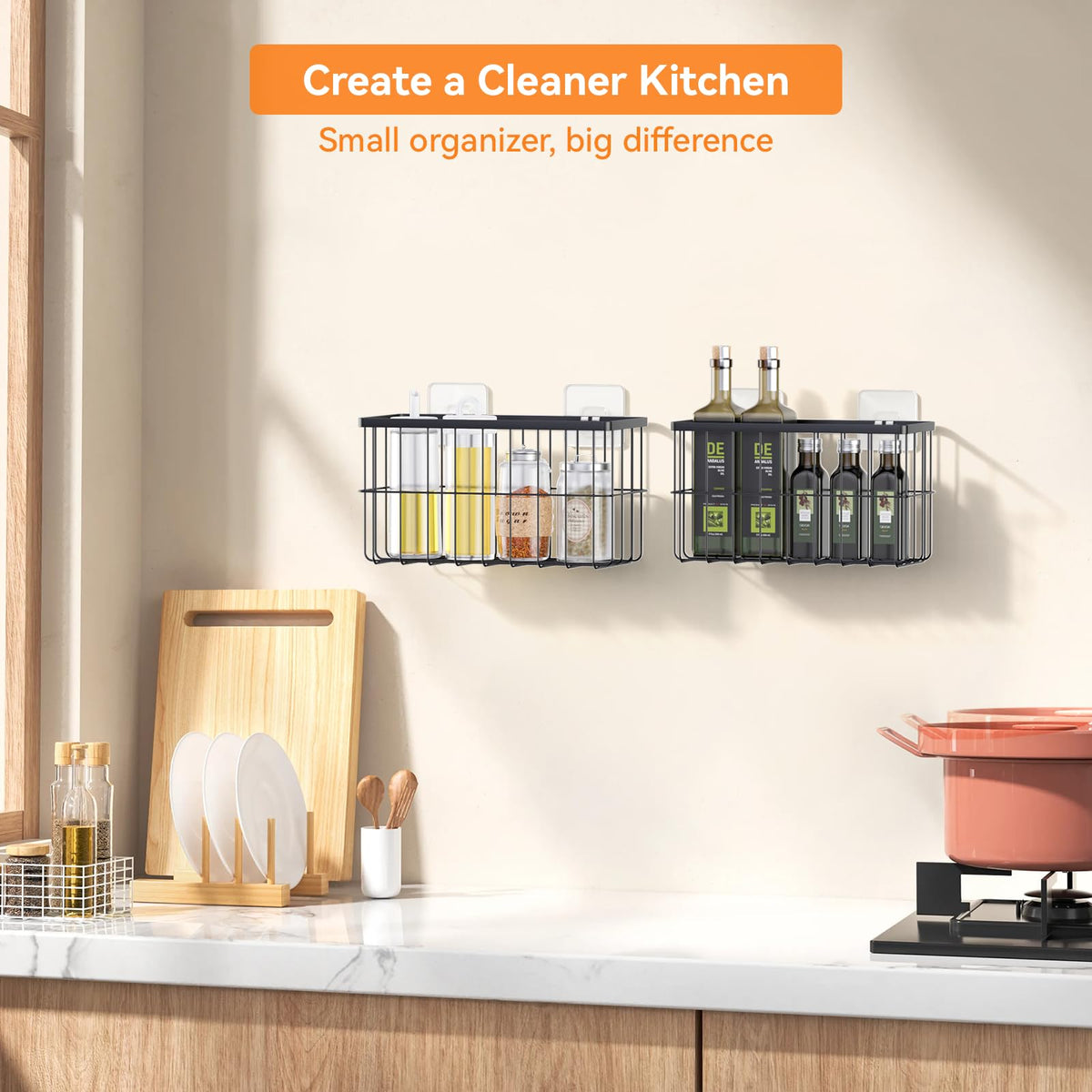 FAMNONE 2-Pack Adhesive Cabinet Door Organizer, 5.9" Inside Cabinet Storage