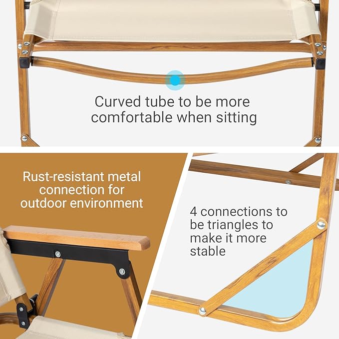 Outvita Portable Folding Camping Chair, 2pcs Ultralight Low Beach Chair, Durable Aluminum Frame Armchairs for Hiking Concert Fishing Picnic, Supports 225Lbs